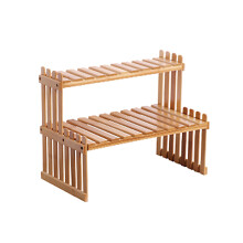 Bamboo Plant Shelf Countertop Flower Pot Stand Multi-Function Rack
