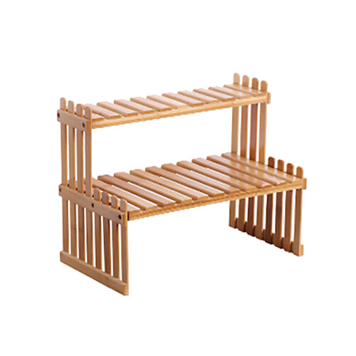 Bamboo Plant Shelf Countertop Flower Pot Stand Multi-Function Rack