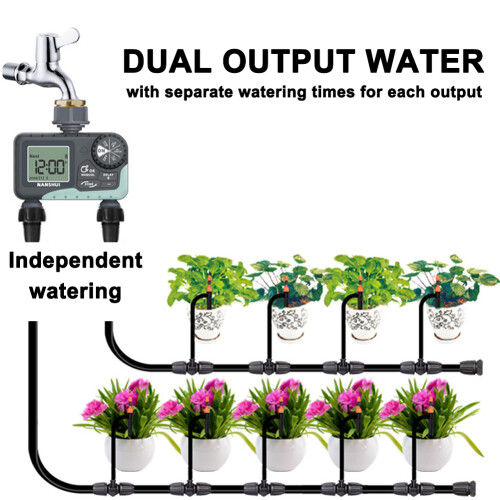 Zweiausgang LCD-Gartenbewässerungscontroller Auto-Wassertimer 2
