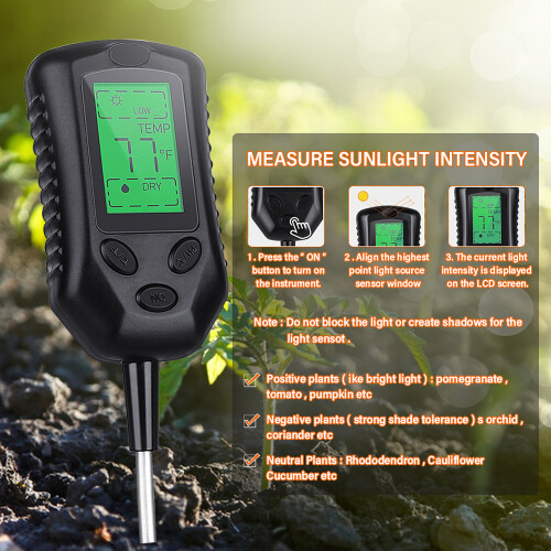 Multifunktionaler Boden-pH-Messer Feuchte Temperatur Lichtsensor 2