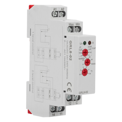 GRL8-02 Liquid Level Control Relay 10A 24V-240V AC/DC 2