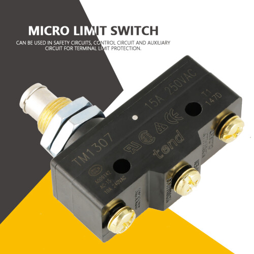 Black TM1307 Panel Mount Plunger Actuator Micro Limit Switch 1