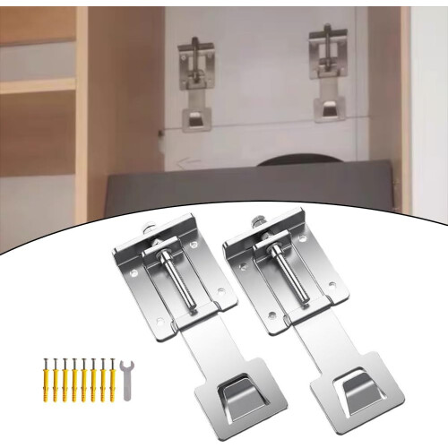 Adjustable Kitchen Range Hood Wall Hanging Bracket 2-Pack Fixing Tool Hooks 304 Stainless Steel Silver Accessories(S) 2