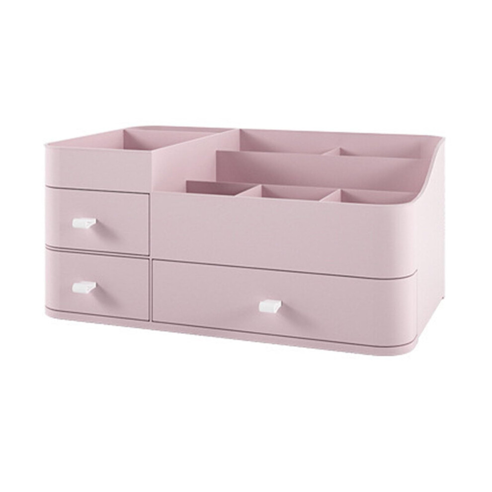 Pink Makeup Organizer Large Capacity Waterproof Cosmetics Storage Display Case For Vanity Countertop Clear Visibility