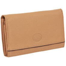 (Beige) London Leather Goods Ladies Flap Over Purse/Wallet