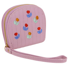 (Lilac) Bechat Accessoires Ladies Zip-Around Embroidery Coin Purse/Wallet