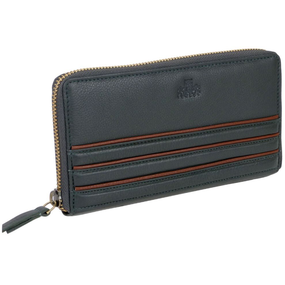 Rowallan Of Scotland (Olive) Ladies Long Zip-Around Leather Purse/Wallet