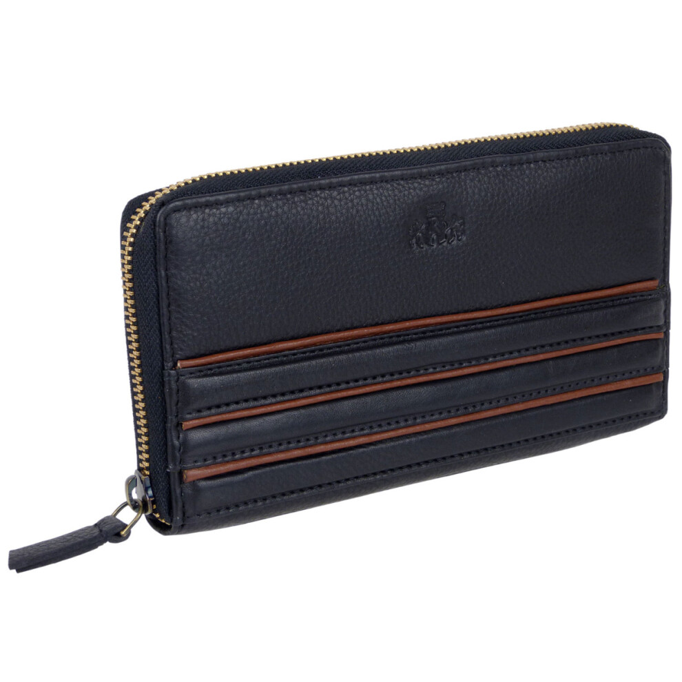 Rowallan Of Scotland (Black) Ladies Long Zip-Around Leather Purse/Wallet Black