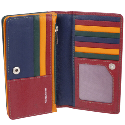 (Red Multi) Golunski Leather Ladies Matinee Purse/Wallet RFID Protected 1