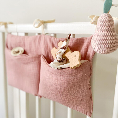 Bedside Organizer Diaper Storage Organizer With Two Pockets Space-Saving Caddy For Nursery Bedroom 1