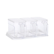 3St Condiment Set Transparant Met Lepels Deksels En Houder
