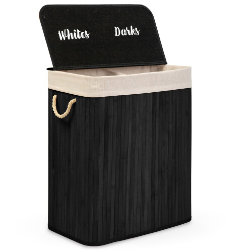 Bambus Wäschekorb mit Deckel 100 l Massido 1