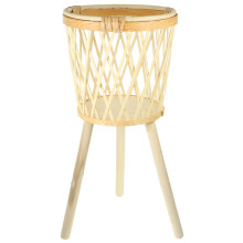 Geweven Bamboe Plantstand Beige Voor Huis En