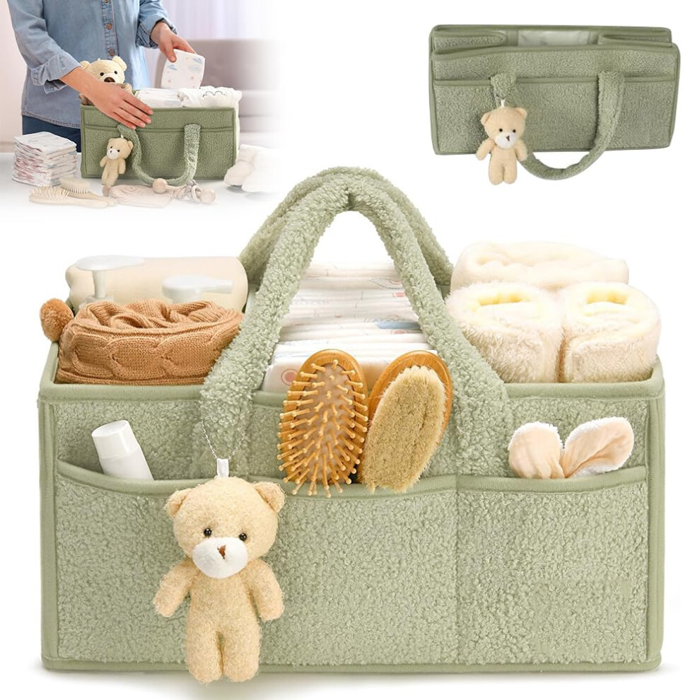 Nappy Organiser Portable Changing Bag Organiser Large Plush Nappy Caddy With Compartments