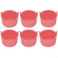 Silicone Ramekins Set Of 6 For Baking, Air Fryer Muffins, Cupcakes, And Egg Cups, Light Red