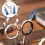 4pcs stainless steel scissors with finger rest for 6