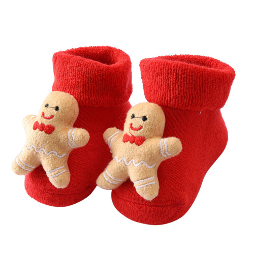 Babysocken, rot, Weihnachten, gestrickt, warm, 1