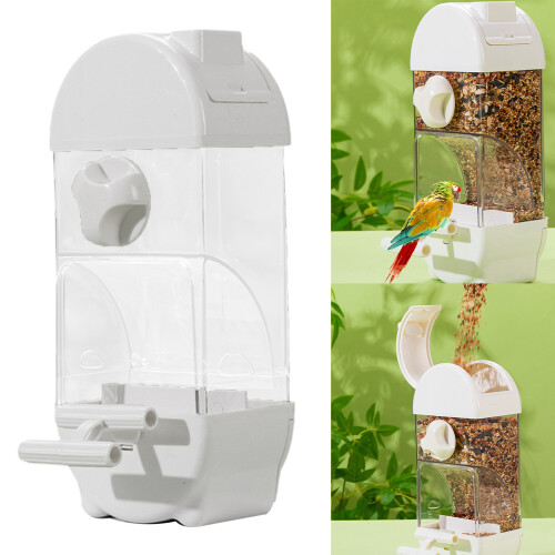 Semi Closed Automatic Bird Feeder Food Container for-White 2