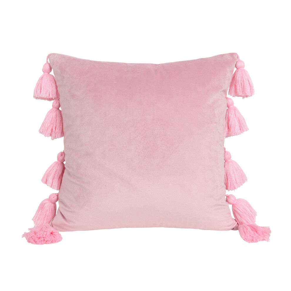 Comfortable Velvets Throw Pillowcase with Fringes Detail-3