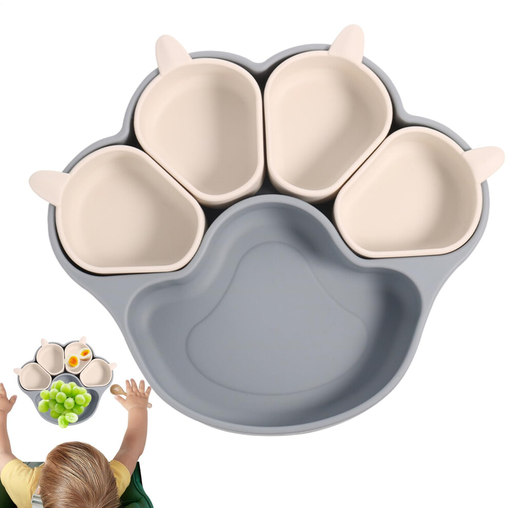 Silicone Baby Feeding Mat Cat Claw Shaped Dinner Plates For Children Meal Tray With Suction Cup Blue