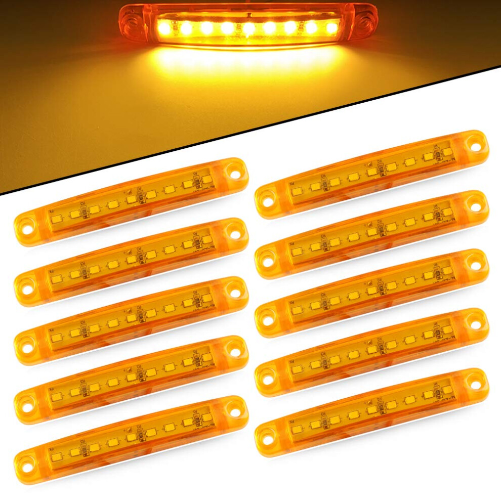 9 Led Side Marker Indicator 12V 10-Pack For Truck Rv Camper Van Lorry Front And Rear Light/Amber 9084446545258