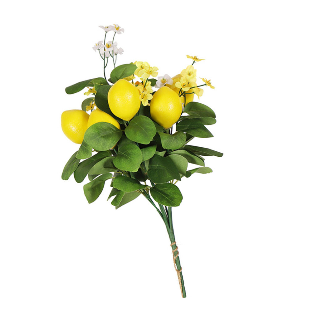 2 Szt. Sztuczna Gałąź Cytryny Z Zielonymi LiśćMi Do Dekoracji-image