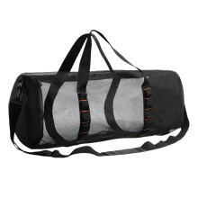 Mesh Gym Bag, Large-Capacity Sports Duffle With Adjustable Shoulder Strap, Waterproof Bottom, Ventilated Design, Black