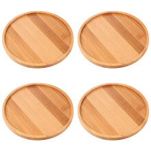 12 Pezzi Sottobicchieri In Bamboo Per Piante E Bonsai 8,2X1 Cm