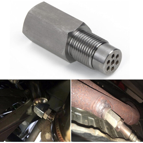 Exhaust Catalyst Converter Rear O2 Sensor Spacer Built-In Mini Catalyst, P0420 Code Compatible, Engine Light Sensor 2