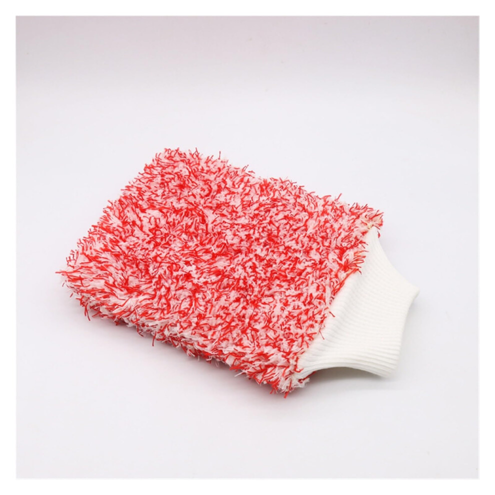 Double-Sided Car Thickening Plush Cleaning Gloves Microfiber Absorbent Fleece Large Size Rosso For Auto Detailing Coral 9354506460747