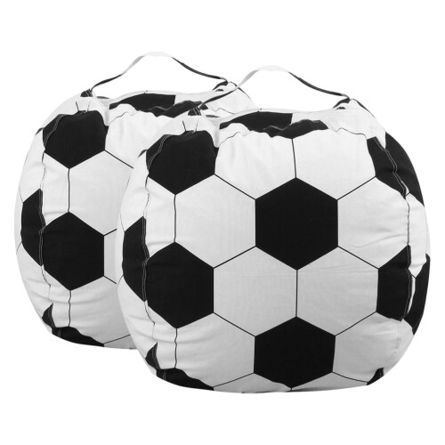 2Pcs Foldable Soccer Canvas Storage Bag Soft Plush Toy Organizer