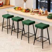 (Green(Velvet), 4PCS) 4PCS Velvet Bar Stools Chair