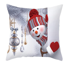 Snowman Pillow 45x45cm Backrest Cushion For Sofa Or Bedroom Christmas Silver Decor