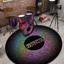 Drum Floor Carpets Round Thickened Soundproof Rock Pattern Rugs Non Slip For Electronic Drum A120Cm