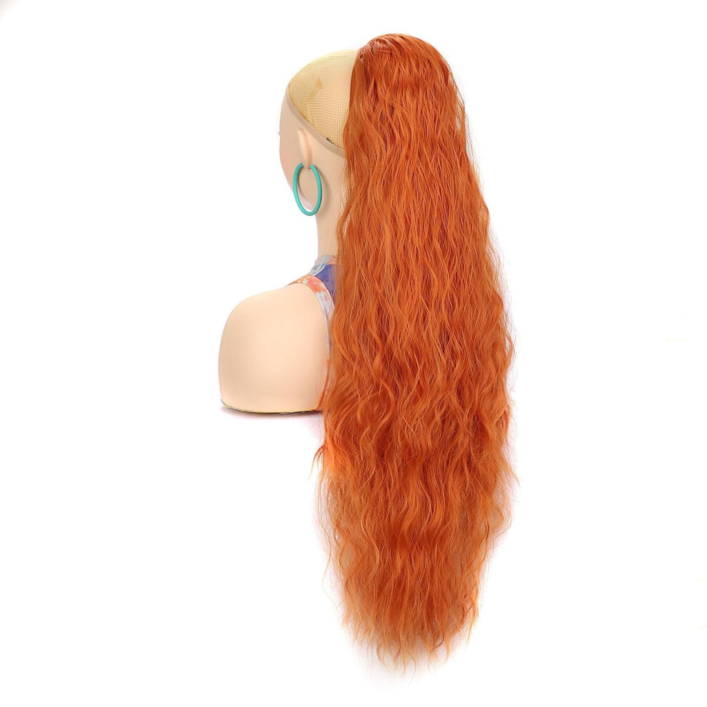 Unisex Ponytail Extension Long Beach Wave Drawstring Synthetic Ponytail Hairpiece