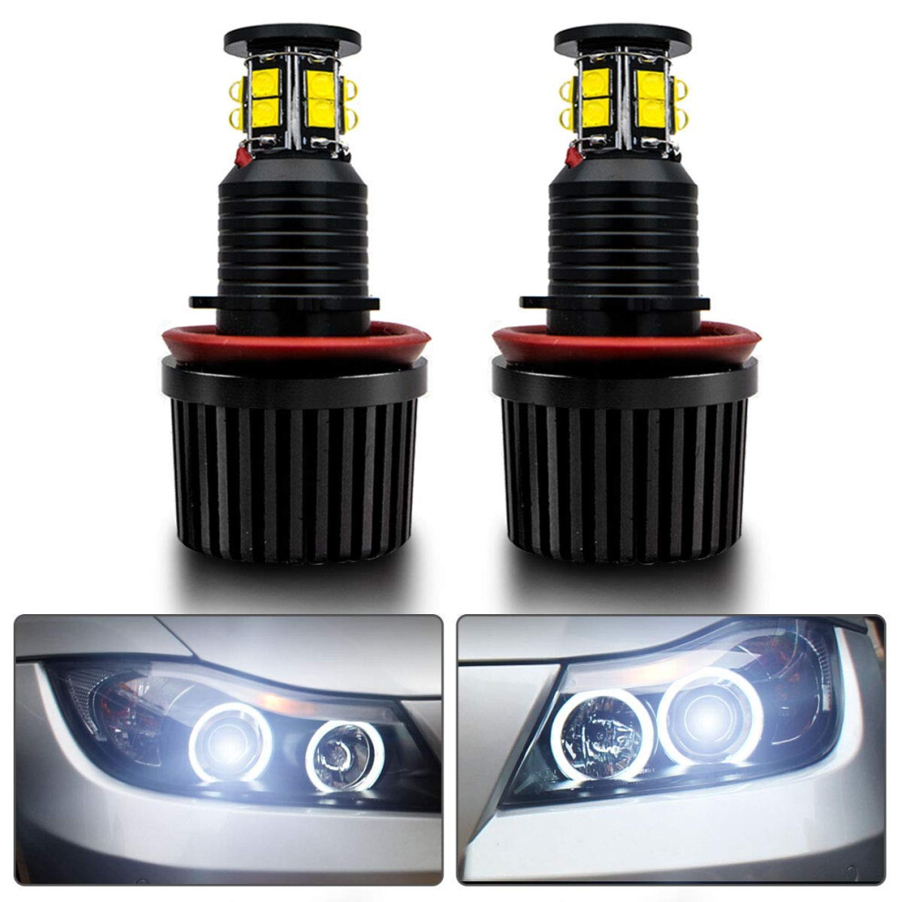 H8 Led Headlight Bulbs, 60W 6000K Bmw Angel Eyes Style, Replacement For Halogen And Xenon Car Lighting White 9393856532377