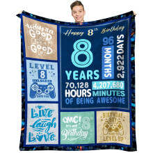 Throw Blanket For 8th Birthday Boy, 60 X 50 Inch, 8 Year Old Present, Boy Birthday Decorations