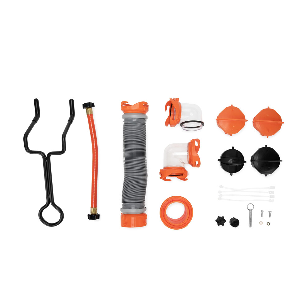 Camco Rhino Rv Tote Tank Accessory Kit - Features Assortment Of Rhino Tote Tank Accessories - Includes Steel Tow Adapter 3-Foot Sewer Hose & More (3 014717390217
