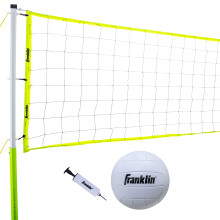 Franklin Sports Volleyball Set - Beach and Backyard Volleyball Net Set - Portable Net + Ball with Poles and Ground Stakes - Advanced