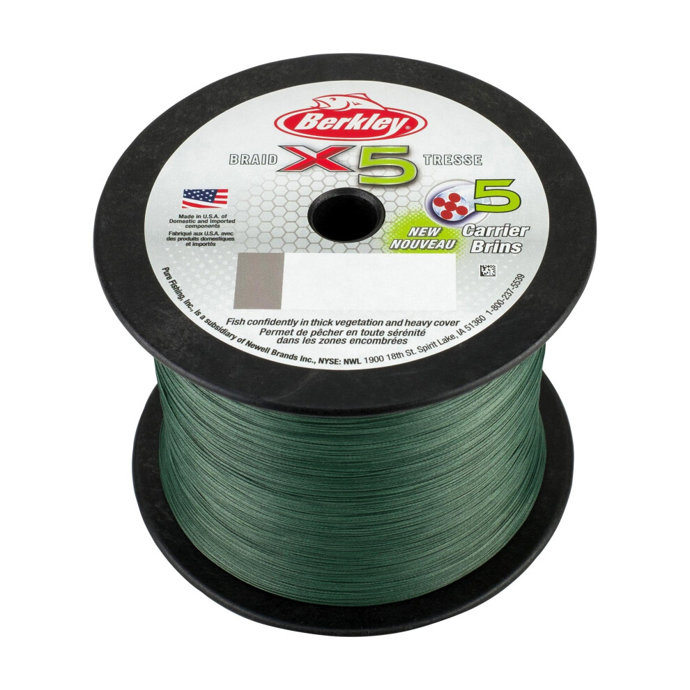 Berkley x5 Braid Superline Low-Vis Green 15-Pound Break Strength 2188yd Fishing Line Suitable for Freshwater and Saltwater Environments-image-OPC-PMCP75B-NEW