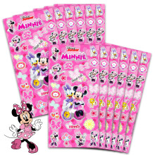 Lot de 12 feuilles d'autocollants Minnie Mouse pour garons et filles ~ Lot de 12 feuilles d'autocollants Minnie pour sacs cadeaux de fte d'anni