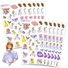 Lot de 12 feuilles d'autocollants Sofia The First pour garons et filles ~ Lot de 12 feuilles d'autocollants Sofia The First pour fte d'annivers