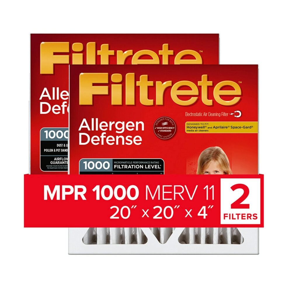 Photos - Other Climate Systems Filtrete 20x20x4 AC Furnace Air Filter MPR 1000 DP Micro Allergen Defense Deep Pleat 2-Pack (actual dimensions 19.88 x 19.88