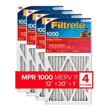 Filtrete 12x20x1 Filtre  air MPR 1000 MERV 11 Micro Dfense contre les allergnes 3 mois Filtres  air plisss 1 pouce 4 filtres