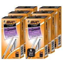 BIC Cristal Xtra Smooth schwarze Kugelschreiber, mittlere Spitze (1,0 mm), 144er-Set, besonders glatte und zuverlässige Kugelschreiber
