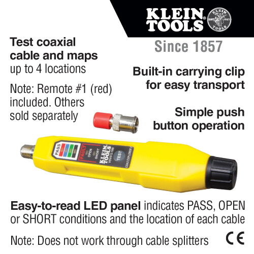 Klein Tools VDV512-100 Cable Tester Coax Explorer 2 VDV Tester Push Button Operation For Wire Tracing Testing and Mapping Coaxial Cable 1