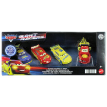 Disney Cars Glow Racers Paquete de 4 Rayo McQueen Mater Cruz Ramirez y peluquνn de vinilo #76 Will Rusch