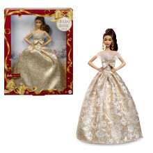 Barbie Signature 2025 Poupe mannequin de vacances aux cheveux chtain clair portant une robe argente et dore, collectionneur saisonnier dans u
