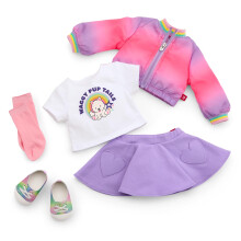 American Girl Summer McKinny Chica del aρo 2025 Conjunto de colas de cachorro Waggy para muρecas de 18 pulgadas con camiseta, chaqueta, falda pan