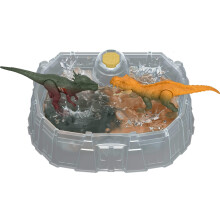 Mattel Jurassic World Dino Reveal Dinosaurier, 2er-Pack Spielzeug mit Kampfarena, warmes Wasser bringt vollstndige Dekoration zum Vorschein, Far